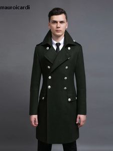 Mauroicardi automne hiver long manteau en laine chaude hommes doubles poitrine de luxe élégant élégant de style européen mélange de laine trop revêtement 231221