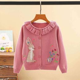 Vêtements de filles maven beaux pull de lapin rose avec petit poussin sweat-shirt en coton