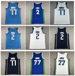 Maverick Luka Doncic Basketball Jersey Dalla Kyrie Irving Mitch Ness White Blue Taille S-XXL
