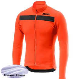 Mavic Team Mens Winter Thermal Fleece Cycling Jersey Lange Mouw Racen Shirts MTB Fiets Tops Bike Uniform Outdoor Sportswa S21042978