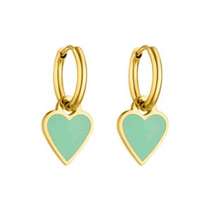 Mavis Hare Pendientes verdes de acero inoxidable de lujo Pendientes colgantes con dijes de corazón encantadores como regalo de San Valentín