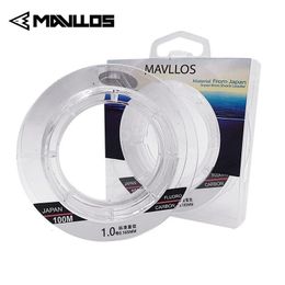 Mavllos Full Sink Fluorocarbon Vislijn 50m 100m 100% Monofilament Karpervissen Lijnen Leider Japanse Koolstofvezel Lijn 240123