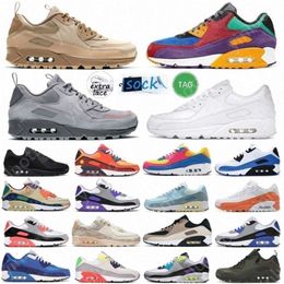 Max 90 Running Air Shoes Black Gum Blue Void 90s Caramel Peace Love Viotech Be True Hombres Mujeres Entrenadores directos