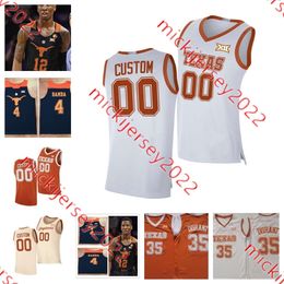 Max Abmas Texas basketbalshirt op maat gestikt 0 Timmy Allen 1 Dylan Disu 4 Tyrese Hunter Marcus Carr Jerseys