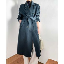 Max – manteau en cachemire réversible pour femme, veste en laine à grands revers, coupe-vent Long, manteaux à la mode, 147