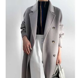 Max designer réversible cachemire manteau femmes grand revers à lacets veste en laine long coupe-vent manteaux de mode