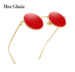 Max glasiz Vintage lunettes de soleil femmes rétro lunettes rondes jaune lentille métal cadre lunettes revêtement lunettes gafas de sol mujer1390660