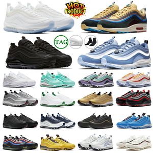 chaussures de course 97 formateur 97s Triple Noir Blanc Jésus Chaussures Satan Sean Wotherspoon Halloween Silver Bullet Bred Gradient Fade Blue Hero baskets sport