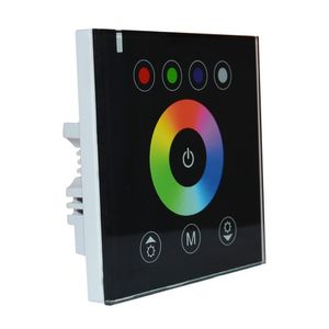 Touch Panel LED Controller Dimmer Switch Wall-mounted Controller voor RGBW LED Strip Lights DC12V - 24V (zwart)