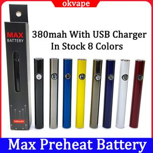 Batterie de préchauffage maximale 380mah, tension réglable, Kit de chargeur USB pour stylo à 510 fils, emballage blister