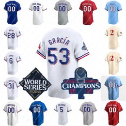 Max Scherzer Baseball Jersey Jacob deGrom Corey Seager Jonah Heim Adolis Garcia Nathan Eovaldi Marcus Semien Leody Taveras Josh Jung Evan Carter Aroldis pas cher