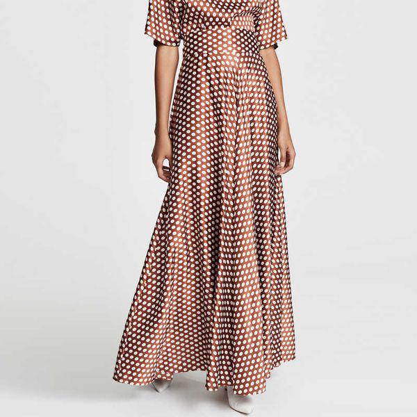 Maxi Jupes Longues Plissées pour Femmes Polka Dot Vin Rouge Taille Haute Une Ligne Printemps Été Élégant Faldas Jupes Saias Plus La Taille 5XL 210527