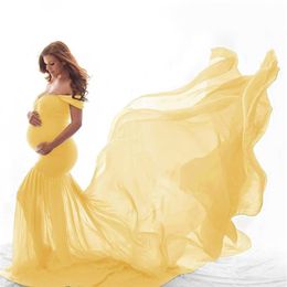Maxi Maternity Robe Grodancy Robe Pographie Propings Robes de maternité pour PO Shoot Off épaule Verse femme enceinte 1312J330L