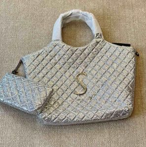 Maxi winkelen Tote oversized Icare Bag Designer Glitter Handtassen 2 Size bevestigingen mini -portemonnee gewatteerde lambskinehil dames reissatel SH 346