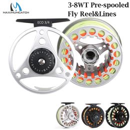 Maximumcatch 38WT PLASTICUMINUM Large Arbor Prespooled Fly Fishing Reel with Floating Line Backing Leader Combo 240506