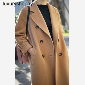 Maxmaras Cachemire Coat Womens Wool Coats M Familles Same Type 801 Camel Pure Fabriqué à la main