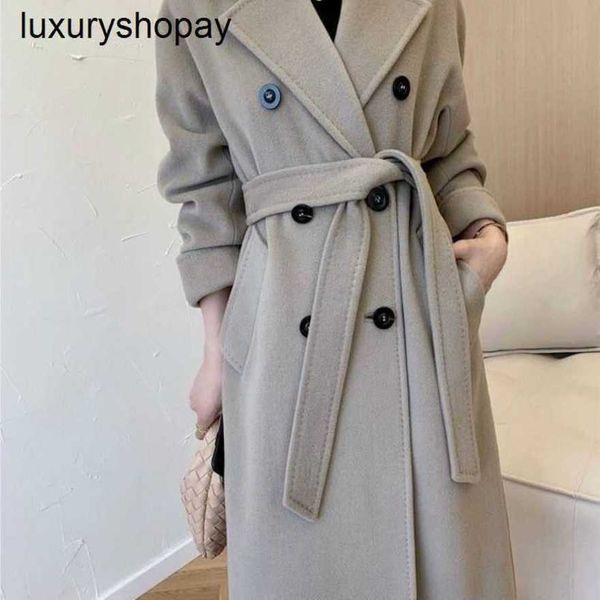 Maxmaras Cashmere Coat Womens Wool Coats 2024m Home 101801 High End Importée Classic Camel Woolen Double Breasted Bouton Long