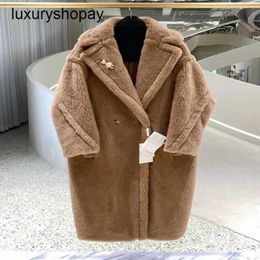 Maxmaras Coat Teddy Bear Dames Cashmere Coats Wol Winter 2024 22 Full Color Series M Familiebroek Deeltjes Kamel Fleece Med