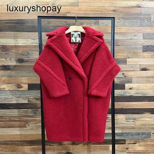 MaxMaras Coat Teddy Bear Dames Cashmere Coats Wol Winter 2024 Autumnwinter Nieuwe Star Style India Red Fur Deeltje Kamel Fleece M