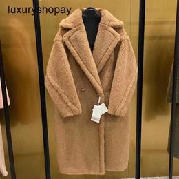 Maxmaras Teddy Bear Coat Cachemira Cachemia Capas de lana Winter Home Fur Silhouette Nuevo Camel Fleece Longitud Mid Long para Wome O65n Omtl
