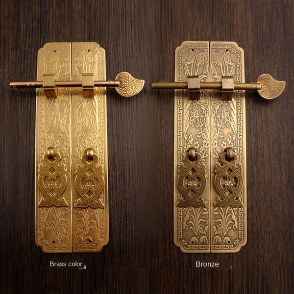Maxmix 15cm / 18 cm Poignée de porte chinoise Rétro cuivre pur cuivre chinois handle de mobilier paire armoire poignée droite poignée