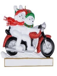 Maxora moto à poters ours polyresin peinture à la main brillante suspendue des cadeaux personnalisés couple de Noël ornements peut écrire nam4914035