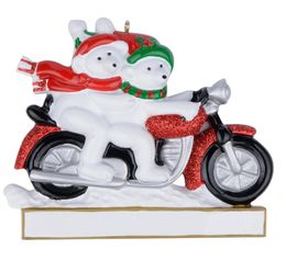 Maxora moto à poters ours polyresin peinture à la main brillante suspendue des cadeaux personnalisés couple de Noël ornements peut écrire nam7657198