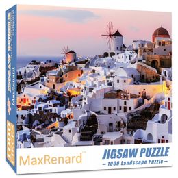 MaxRenard Legpuzzel 1000 stukjes voor volwassenen Landschap Santorini GiftMilieuvriendelijk Papier Kerstcadeau Speelgoed 240104