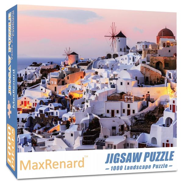 MaxRenard Puzzle 1000 pièces pour Adulte Paysage Santorin Cadeau Papier écologique Cadeau de Noël Jouet 240104