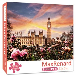 MaxRenard Rompecabezas de 1000 piezas para adultos Londres Big Ben Home Wall Deco Papel ecológico Regalo de Navidad Juguete 240104