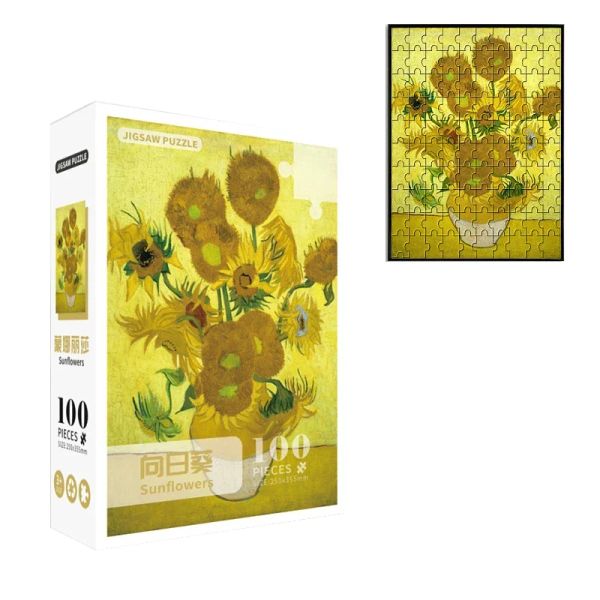 Puzzles de puzzle maxrenard 100 pièces 25 * 35,5 cm Van Gogh les tournesols papier assemblage de peinture art toys