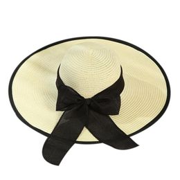 Maxsiti u zomer strohoeden brede rand strik stoomboot ademend zon hoed vrouwen vakantie strand hoed zon bescherming cap vizier hoed 220423