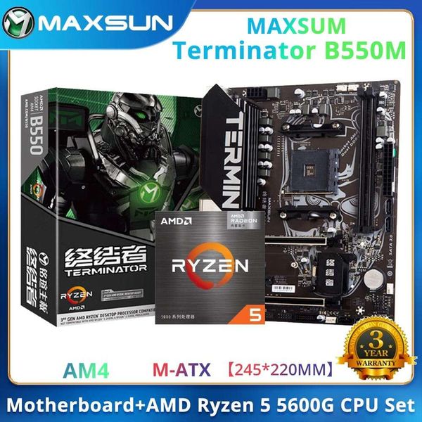 MAXSUN nueva placa base para juegos Terminator B550M con CPU Ryzen 5 5600G Cet 6 núcleos 12 hilos 3,9 GHz memoria DDR4 de doble canal