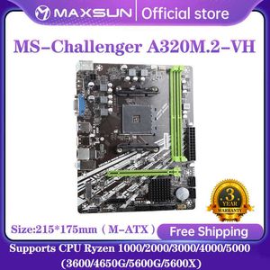 Maxsun Challenger A320M.2-VH AMD GAMING Motherboard M.2 SATA3 prend en charge Ryzen 1000-5000 CPU AM4 Socket 3600 4650 5600G 5600X