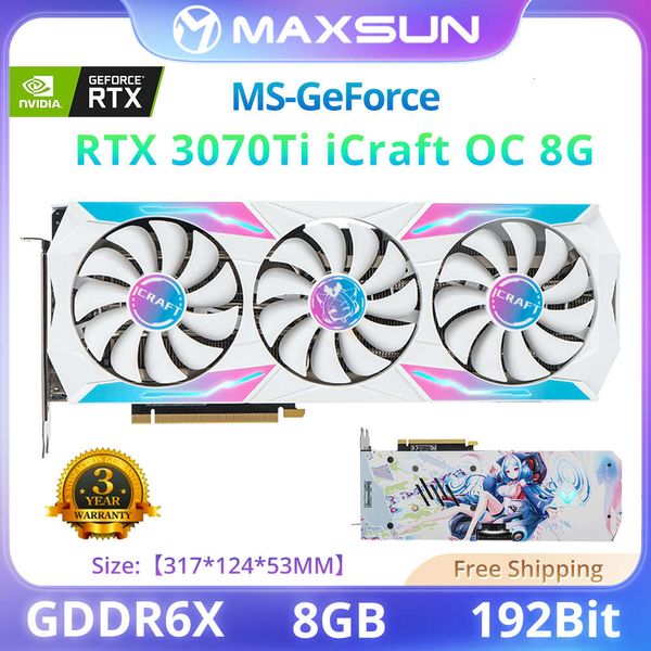 MAXSUN complet nouveau RTX 3070Ti icraft OC 8G GDDR6X 19000MHz GPU 8nm 256Bit DP * 3 GPU carte vidéo NVIDIA GPU carte de jeu vidéo