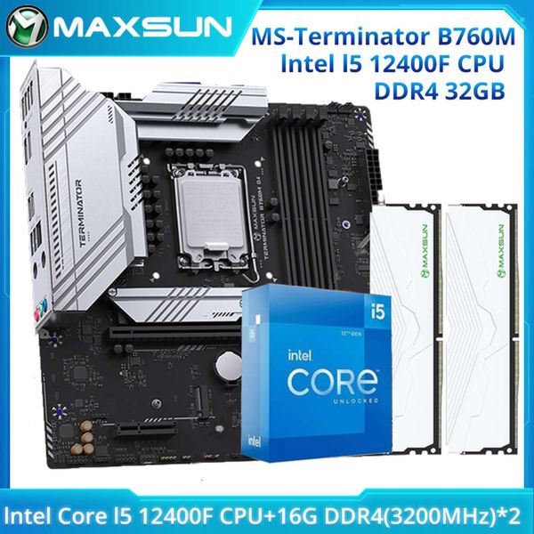 MAXSUN carte mère de jeu B760M D4 ensemble avec Kit Intel i5 12400F double canal DDR4 16GBx2 3200MHz RAM LGA1700 ordinateur Combo
