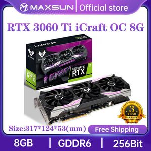 Carte graphique MAXSUN RTX 3060Ti iCraft OC 8GB GDDR6 GPU NVIDIA ordinateur PC 256bit PCI Express X16 4.0 RGB cartes vidéo de jeu nouveau
