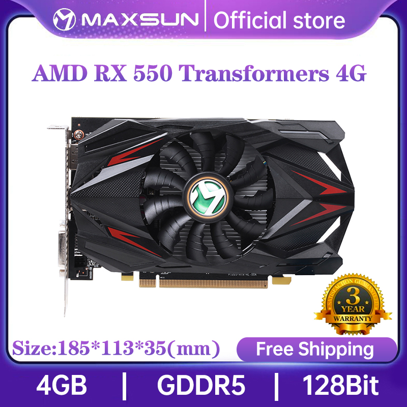 MAXSUN GRAPHICS Card RX580 2048SP 8G AMD GPU RX550 Transformadores 4G GDDR5 14NM Video Cards for Desktop Gaming Computer GPU NOVO