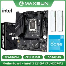 MAXSUN nouveau Challenger B760M avec processeur Intel I3 12100F et DDR4 8G * 2 3200 MHz RAM carte mère ordinateur ensemble combiné DP * 2 LGA1700