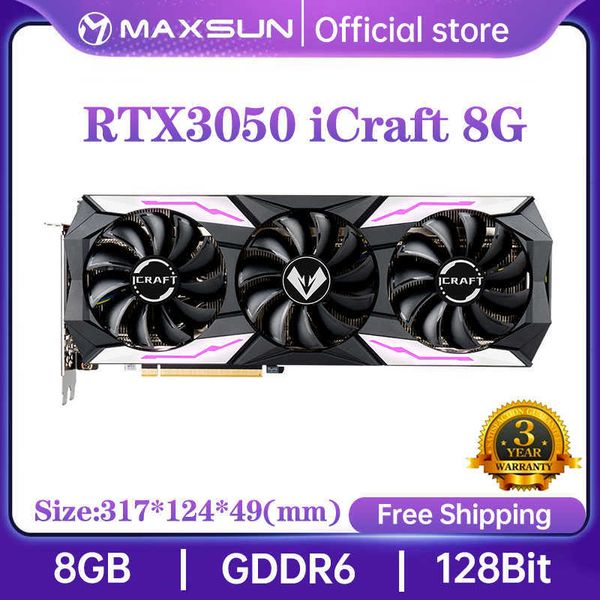 MAXSUN nuevas tarjetas gráficas RTX 3050 iCraft 8G GDDR6 GPU NVIDIA ordenador PC 128bit DP * 3 PCI Express X16 4,0 tarjeta de vídeo para juegos