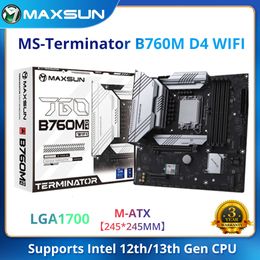 MAXSUN nueva placa base Terminator B760M D4 WIFI de doble canal DDR4 PCIE4.0 LGA1700 compatible con Intel 12/13 Core (12400F/13400F)