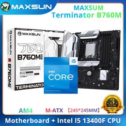 MAXSUN NIEUWE Terminator B760M D4 met CPU i5 13400F Moederbord Set 4 * SATA3 3 * M.2 4 * DDR4 128 GB LGA1700 Voor Desktop computers