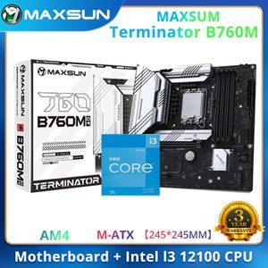 MAXSUN Terminator B760M avec CPU Intel i3 12100 LGA1700 Kit de carte mère Dr.Mos double canal DDR4 carte mère Combo pas de refroidisseur