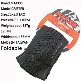 El neumático de bicicleta de trucos de Maxxis Grifter, plegable y liviano, puede soportar una presión de neumática alta y tecnología de doble goma.