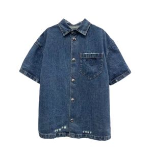 Zomerheren Casual shirts denim korte mouw t-shirt losse denim korte mouwen shirt hiphop lagen shirts