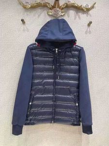 Pull en laine tricoté pour homme, vêtement à la mode, fermeture éclair, col montant ouvert, taille en duvet de canard blanc, veste courte légère, automne 2023