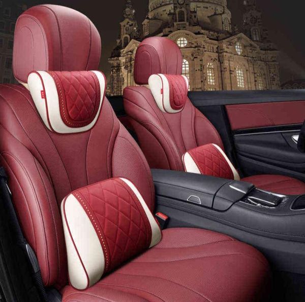 Maybach Sclass Napa Leather Seat Siat Rest Cushion Headwrest Colw Cours pour Mercedes Consigne des accessoires de voiture H22042220866506155