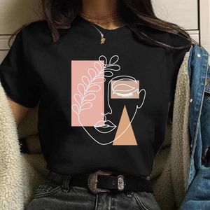 Maycaur linda linha rosto impressão t camisa feminina 90s gráfico camiseta harajuku verão topos bonito manga curta casual feminino topo