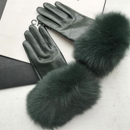 Maylofuer gants en peau de mouton véritable vert foncé gants en cuir souple de haute qualité pour femmes 301U