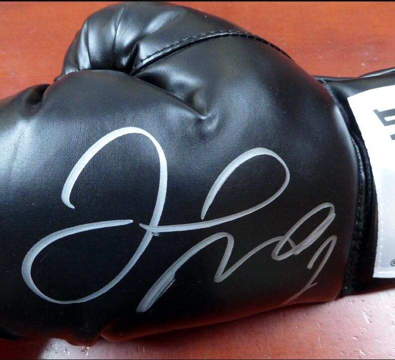 Mayweather Pacquiao Hitman Hearns Materiais Assinado Autógrafo assinado Luvas de boxe autografadas autografadas